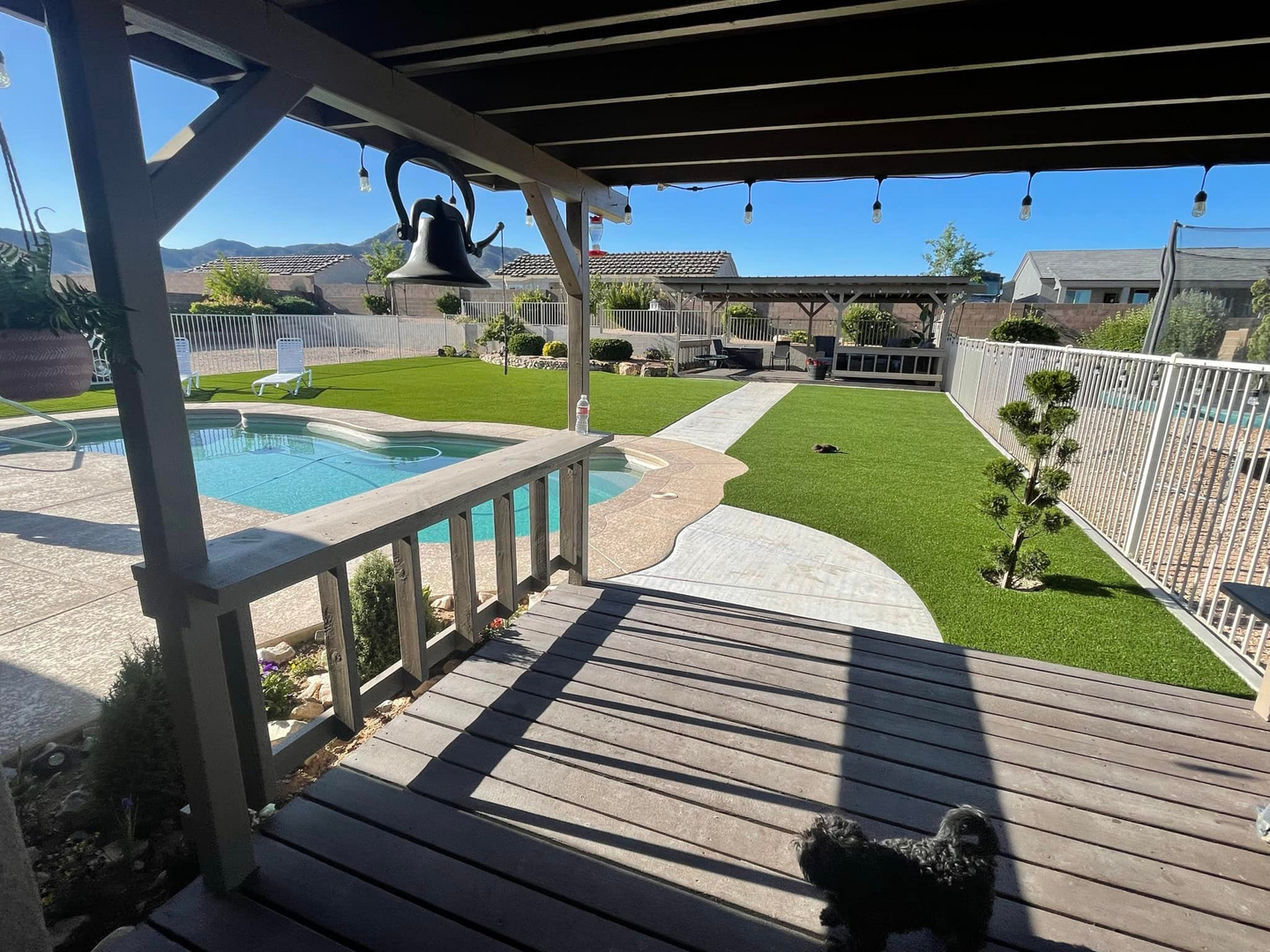 Lush artificial turf installation in a Bullhead City Arizona backyard